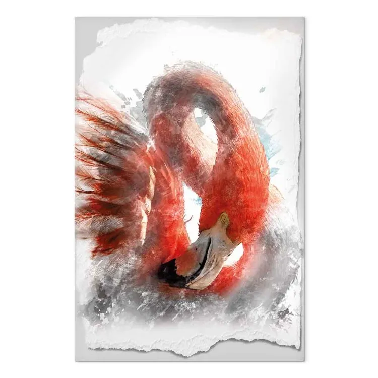 Flamant rouge (1 partie) - oiseau majestueux sur fond blanc