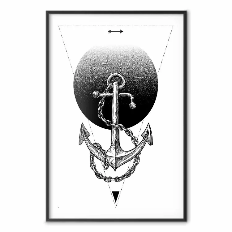 Ancre - composition géométrique noir et blanc avec ancre et triangle
