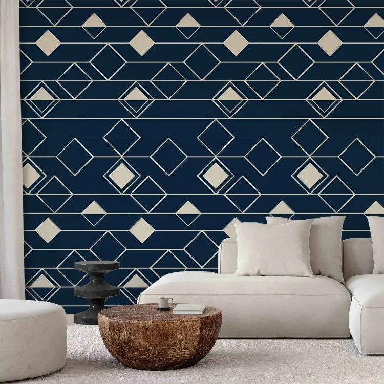 Triangles et carrés (bleu marine)