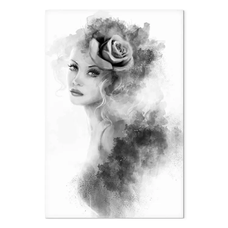 Rose dans les cheveux (1 pièce) - portrait artistique d'une femme