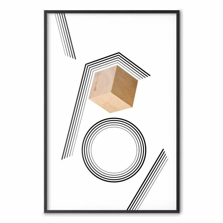 Cube en bois - composition abstraite, géométrique