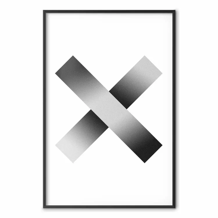 Croix sur blanc - composition abstraite géométrique noir et blanc