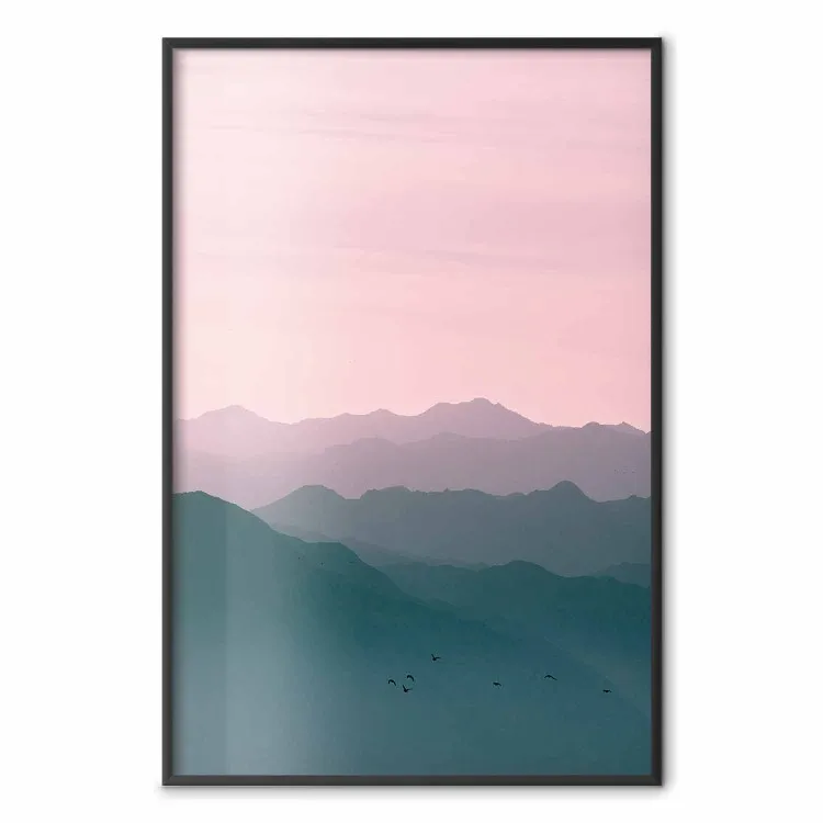 Montagnes au lever du soleil - paysage montagneux, ciel rose