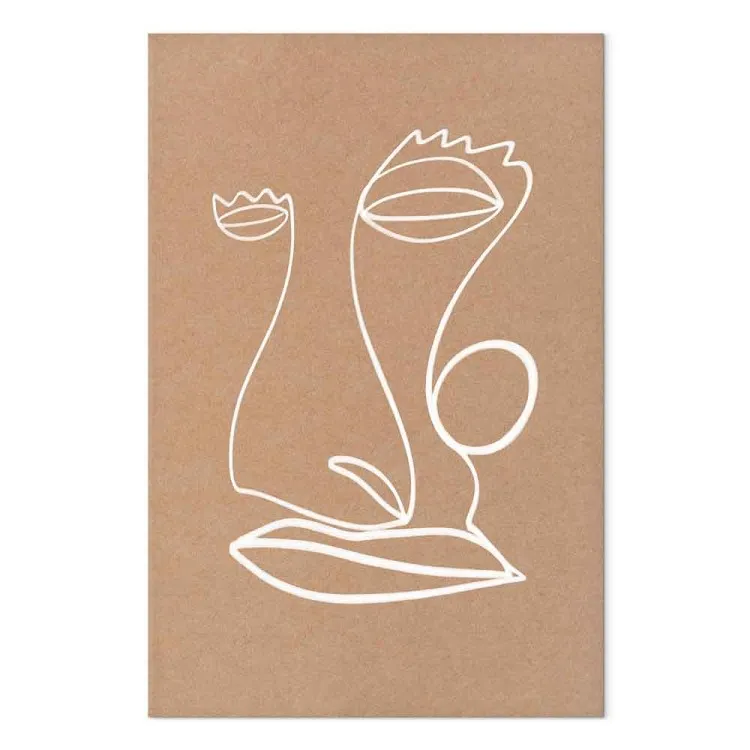Mouvement sur visage - un dessin au trait abstrait sur fond beige