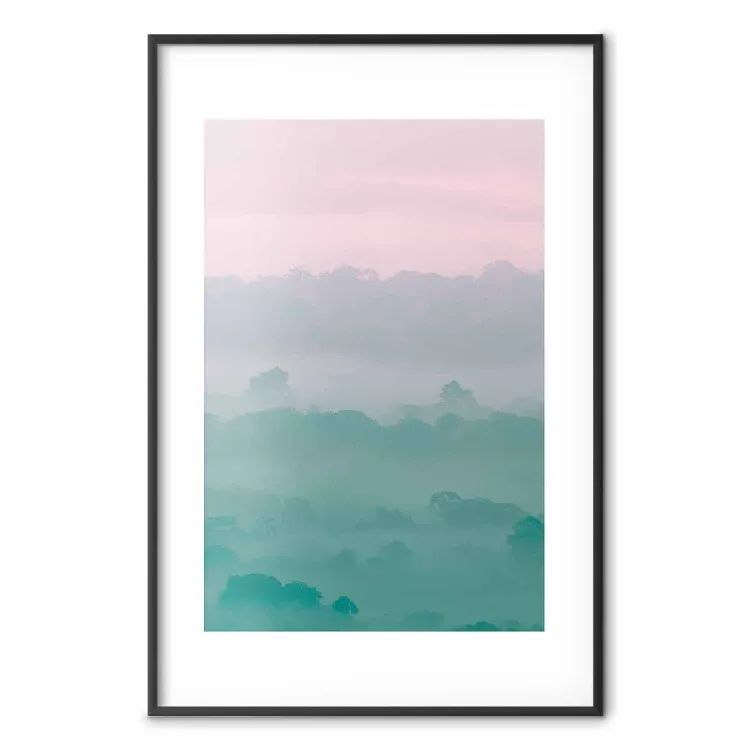 Aube brumeuse - Arbres Brouillard Tons Pastel