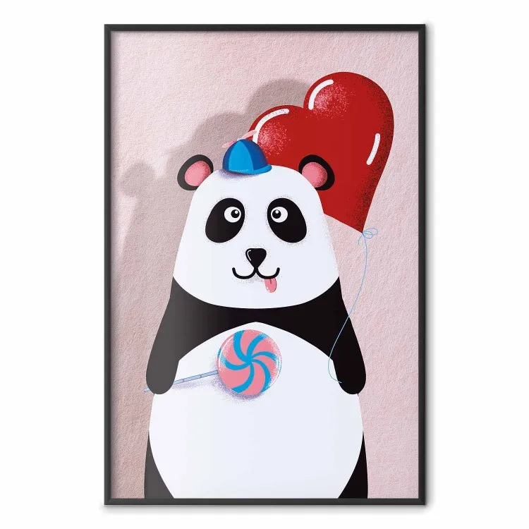 Panda avec ballon - composition colorée pour enfants