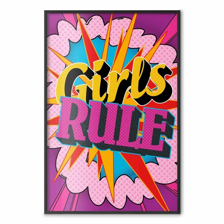 Girls Rule II - gros texte anglais dans un style pop art coloré