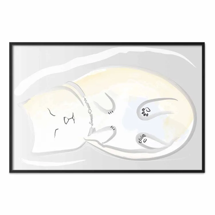 Chat Dormeur - animal blanc abstrait renversé