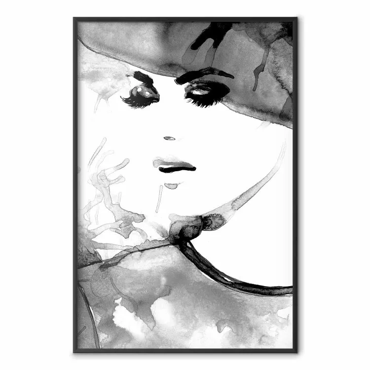 Élégance amoureuse - portrait noir et blanc, motif aquarelle