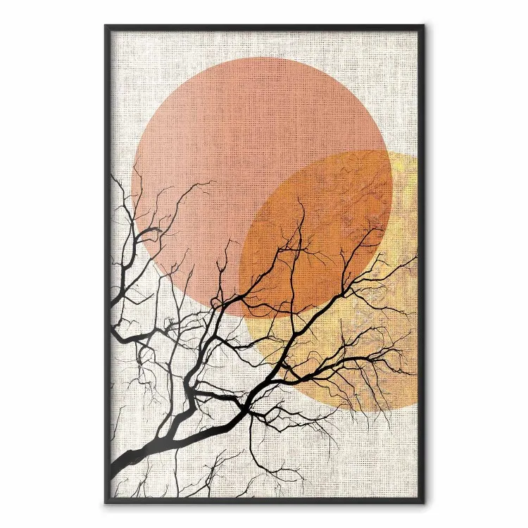 Double lune - abstraction arbre et lune sur tissu