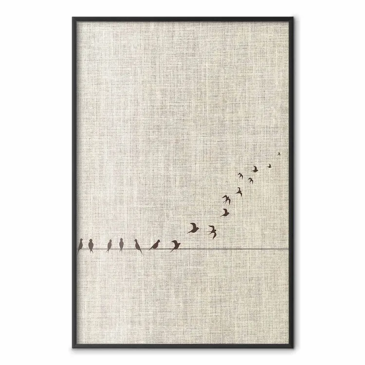 Ton tour - oiseaux noirs s'envolant sur tissu