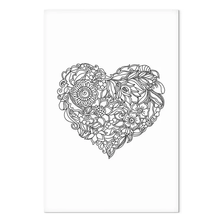 Coeur avec motifs floraux - des éléments ethniques sur fond blanc
