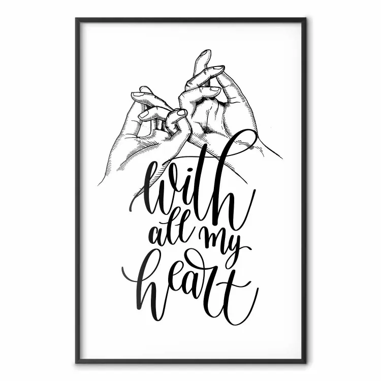 Avec tout mon cœur - mains entrelacées et textes anglais