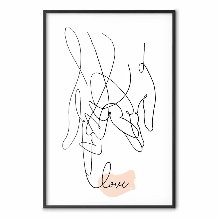 Sentiment entrelacé - line art main et texte anglais