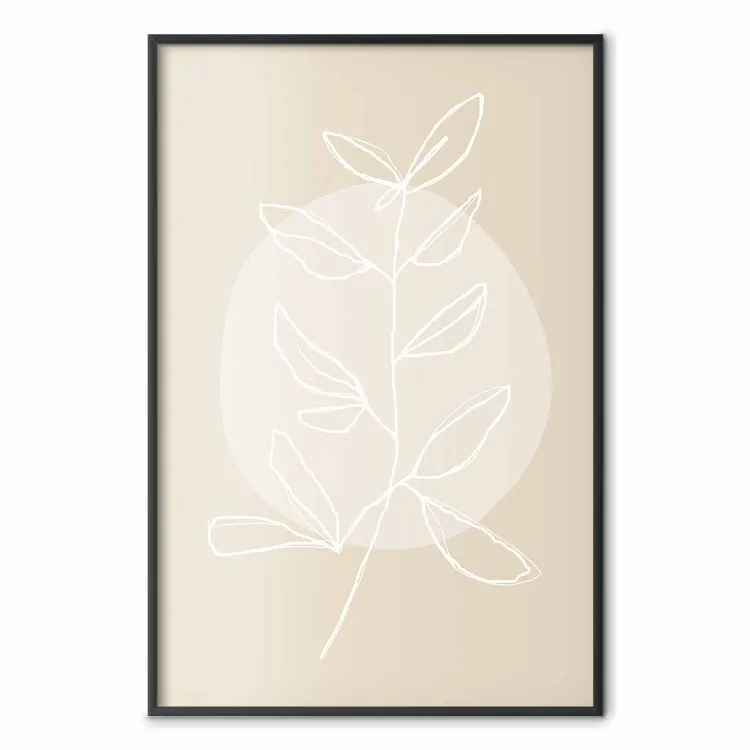Branche claire - line art blanc sur fond beige