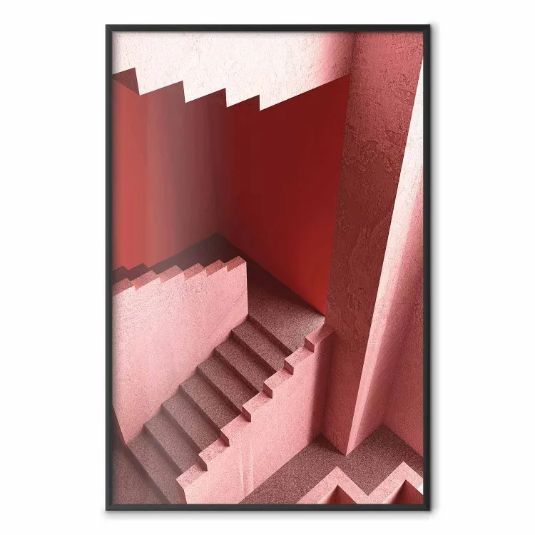Escaliers vers Nulle Part - cage d'escalier rouge abstraite