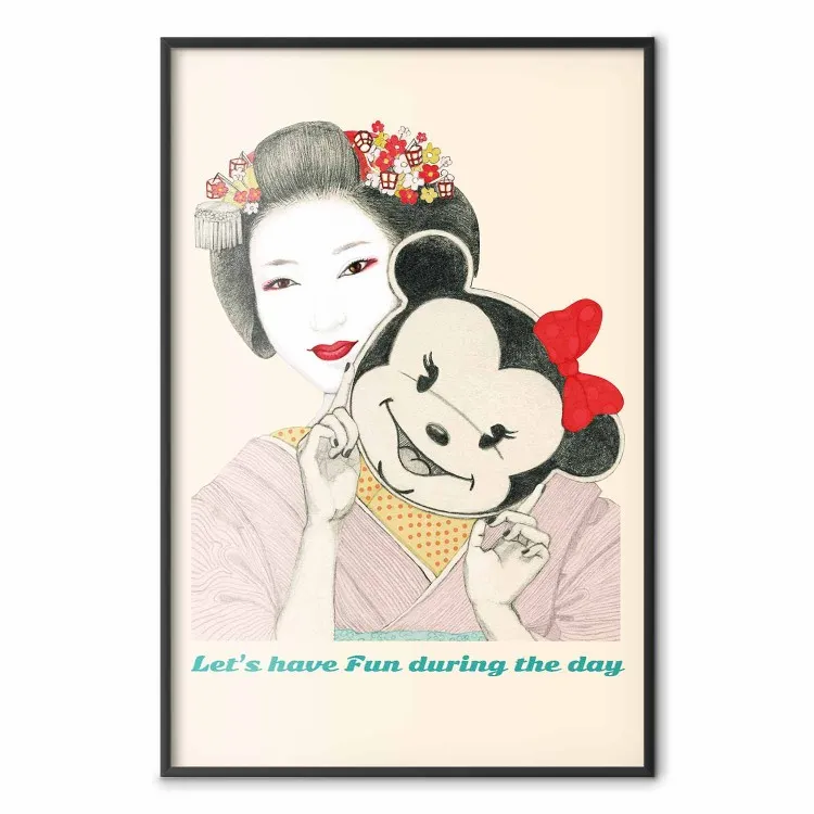 Geisha Amusante - portrait de femme avec masque de souris