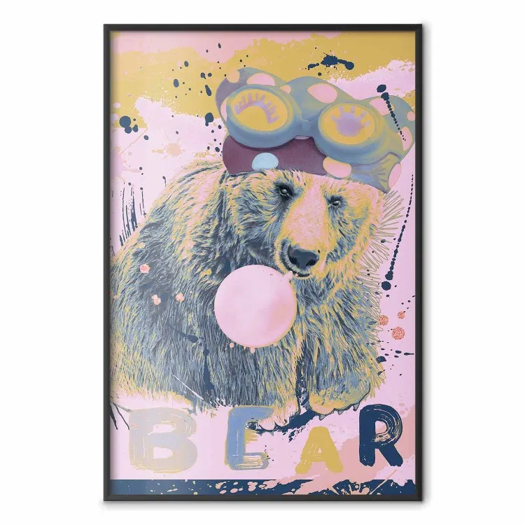 Ours et Ballon - animal amusant en motif rose coloré avec textes