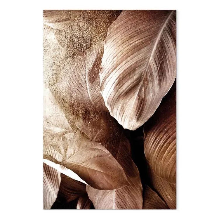 Bruissement doré (1 partie) vertical - feuilles glamour exotiques