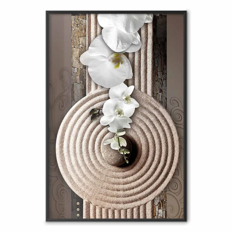 Mon Repos Oriental - pierre et fleurs blanches motif zen