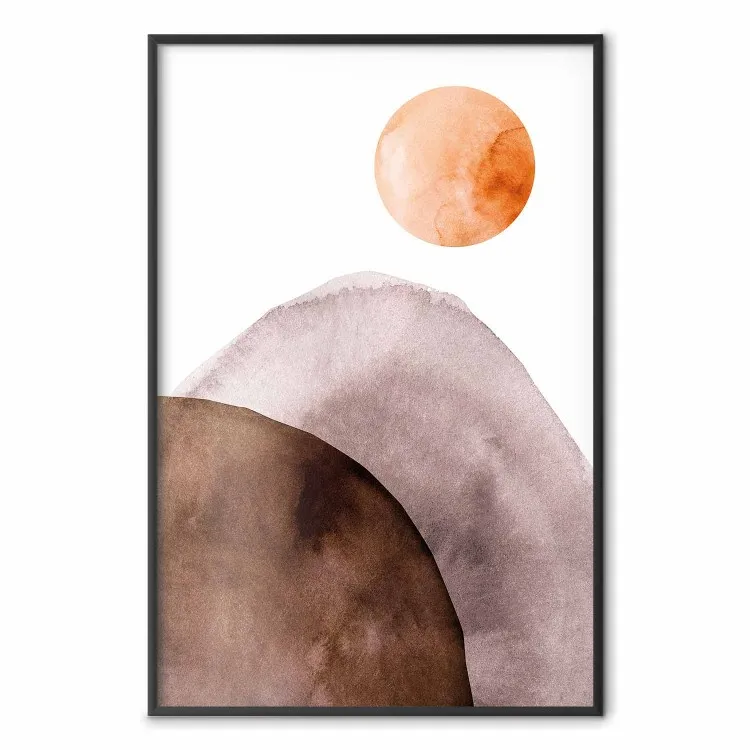 Lune et Monts - composition abstraite sur blanc
