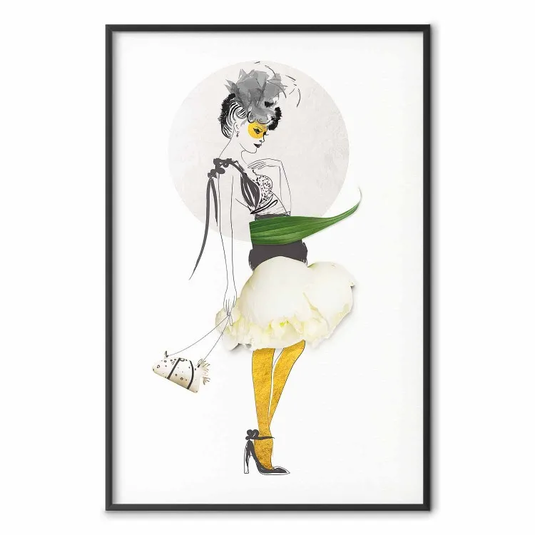 Chaussettes Jaunes - silhouette femme avec fleurs