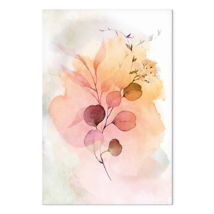 Branche aquarelle (1 partie) vertical - fleur sur fond éclaboussé