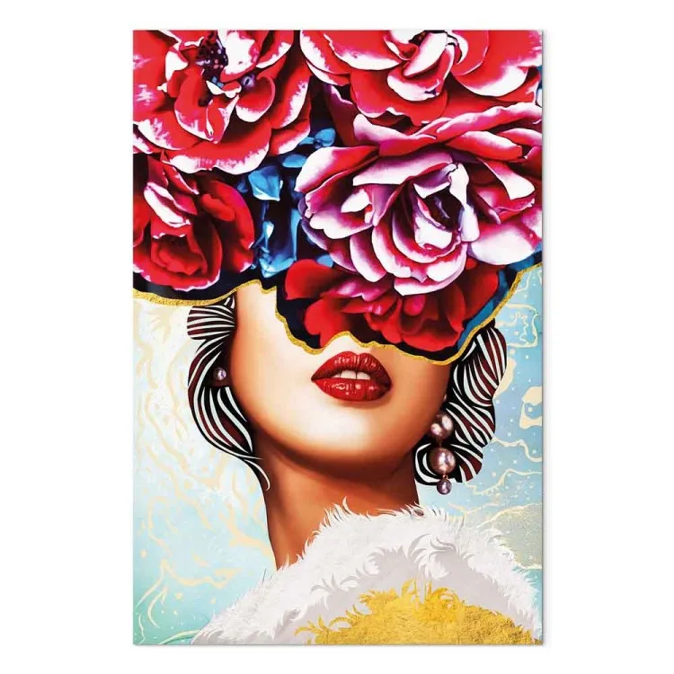 Doux baisers (1 partie) vertical - abstraction femme et fleurs