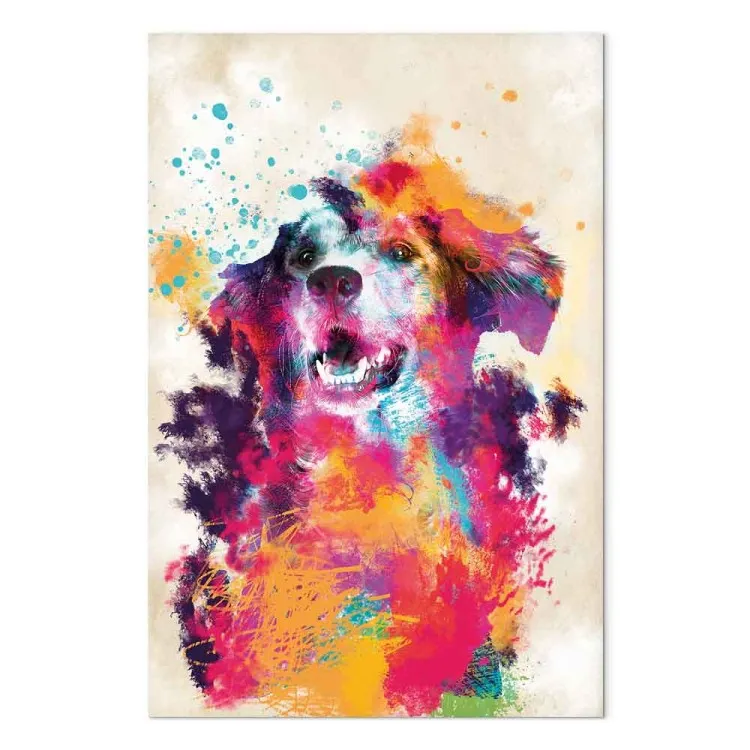 Chien aquarelle (1 partie) vertical - animal coloré futuriste