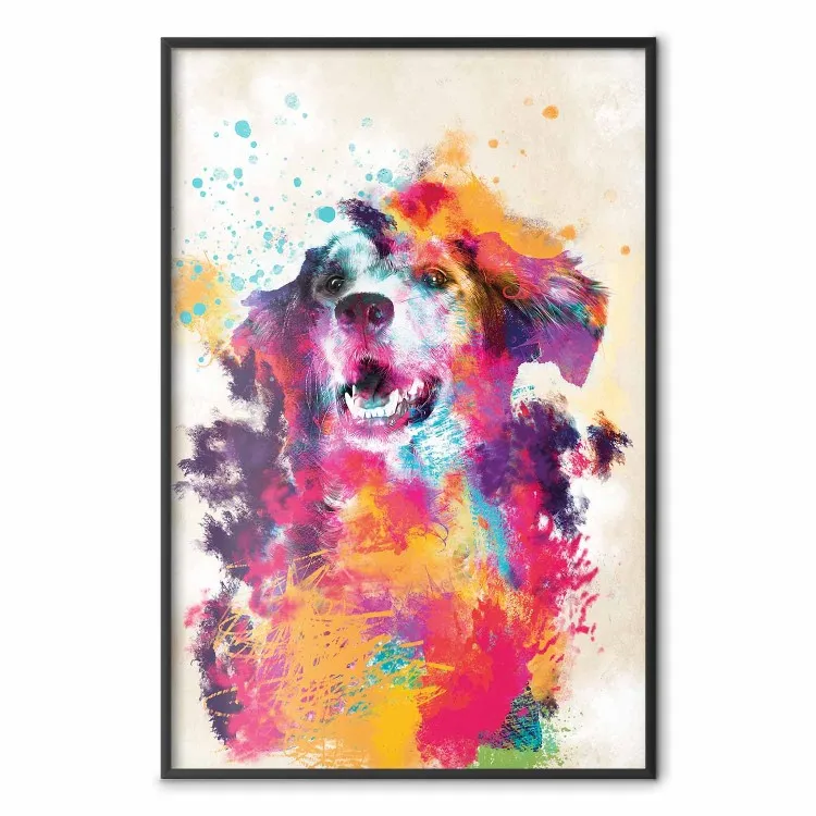 Chien Aquarelle - abstraction colorée unique avec animal domestique