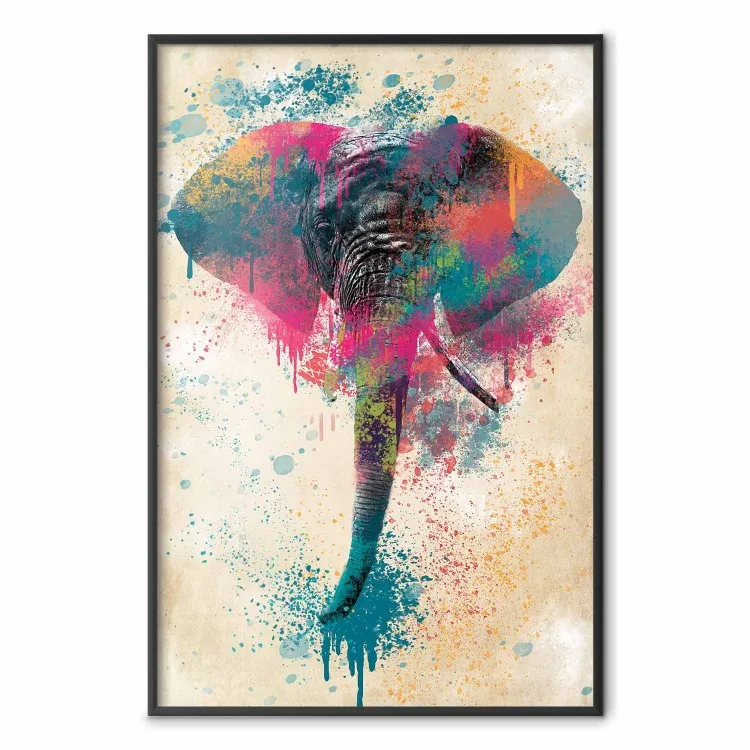 Trompe d'Éléphant - abstraction colorée joyeuse avec animal africain