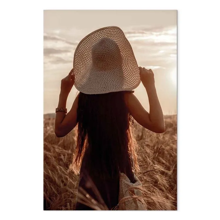 Récolte tardive (1 partie) vertical - femme au coucher de soleil