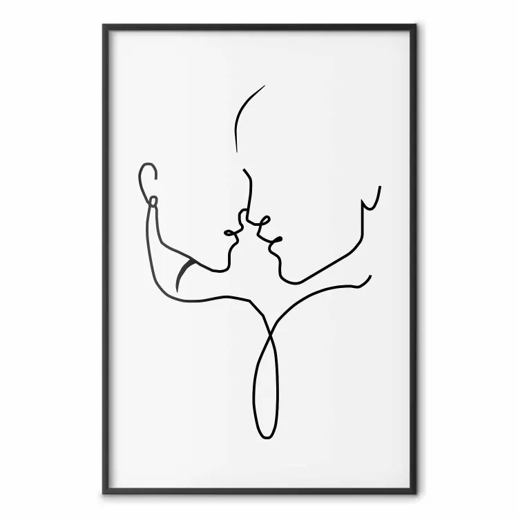 Regard partagé - ligne noire de personnages amoureux sur fond clair