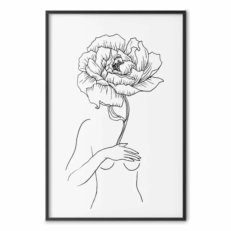Éclosion sensuelle - line art de femme et fleurs sur fond clair