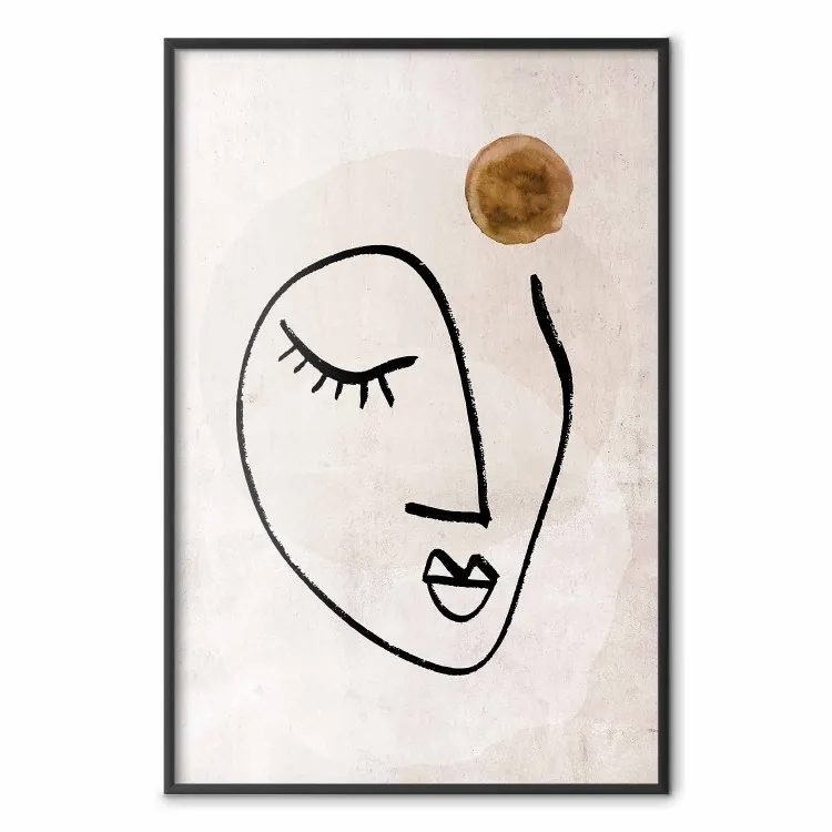 Pensée romantique - line art abstrait de visage sur fond beige