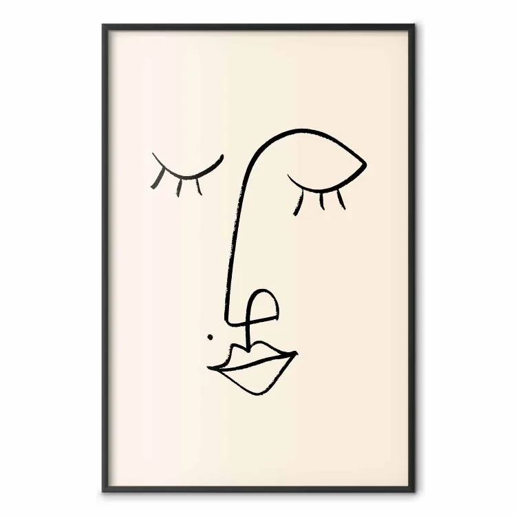 Grain de beauté coquin - line art de visage sur fond clair abstrait