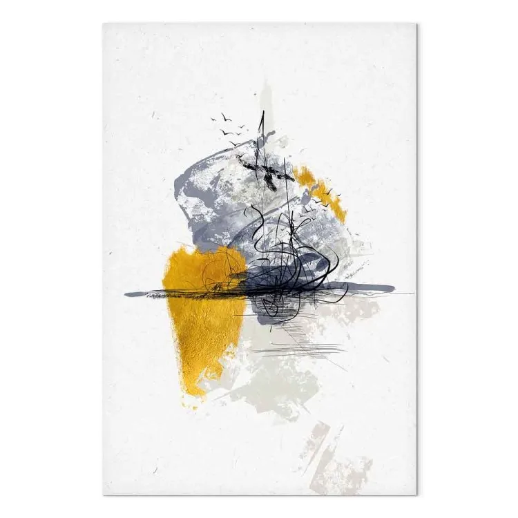 Oiseaux sur l'Eau (1 partie) vertical - Paysage abstrait avec oiseaux