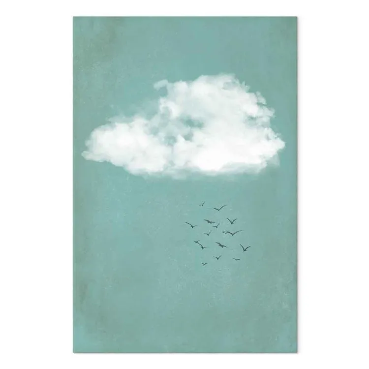 Nuages et oiseaux - un paysage pastel du ciel de style japonais