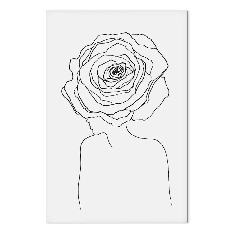 Rose dans les cheveux - une silhouette linéaire avec une fleur