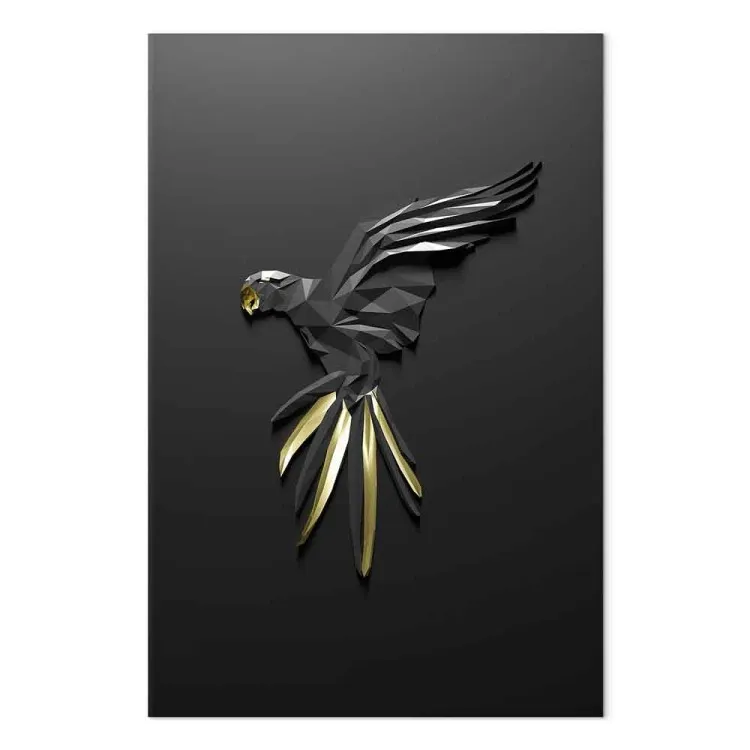 Perroquet Noir (1 partie) vertical - Oiseau de texture géométrique