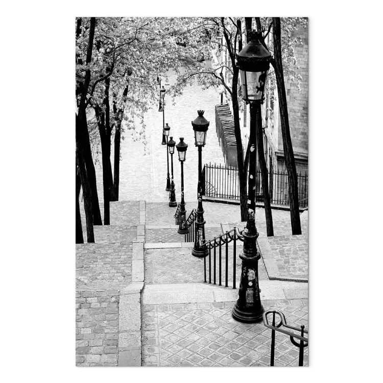 Montmartre (1 partie) vertical - trottoirs noir et blanc à Paris