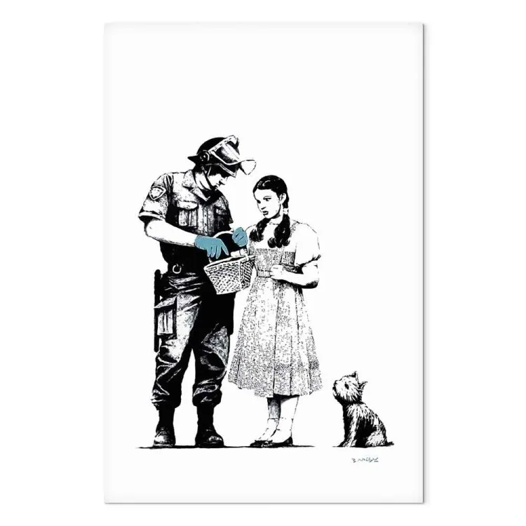 Fille, chien et policier - une oeuvre inspirée du street art