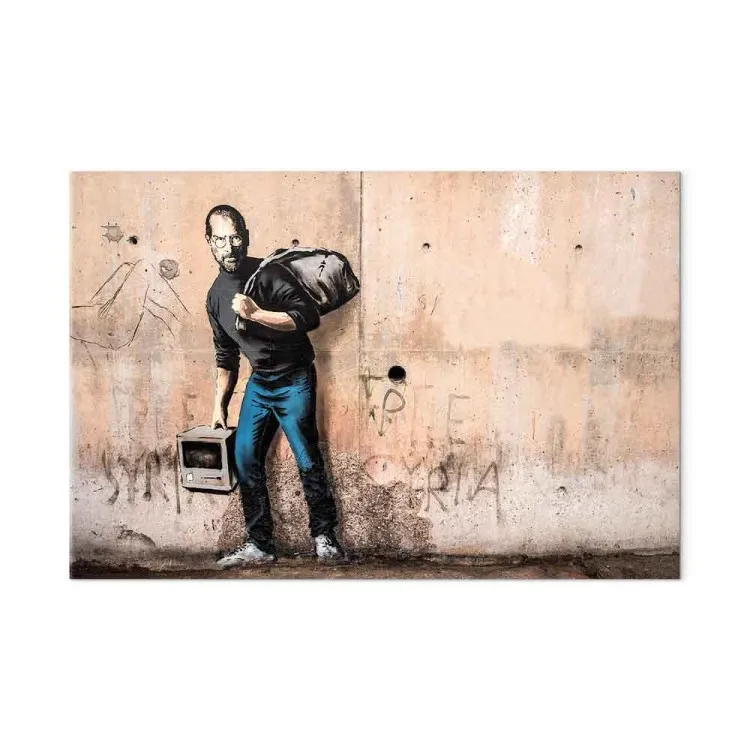 Steve (1 partie) large - street art béton avec Steve Jobs