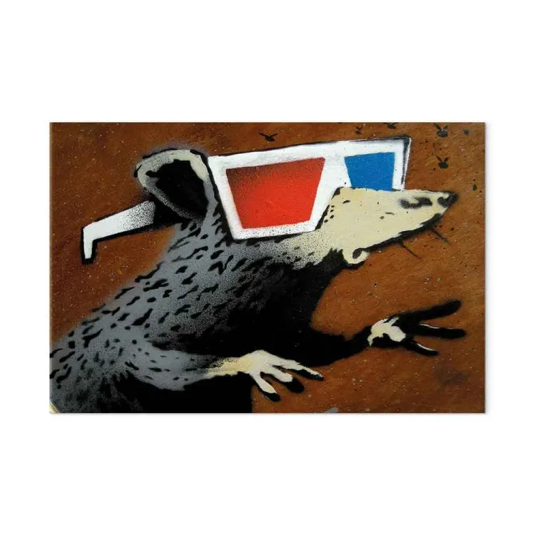 Rat dans des lunettes 3D (Banksy) - street art d'un animal fantaisie