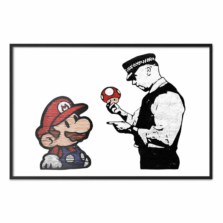 Mario de Banksy - policier et champignon street art