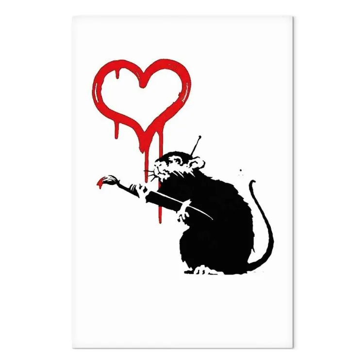 Rat amoureux (1 partie) vertical - street art rat comme peintre