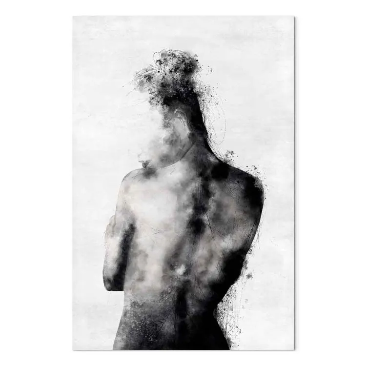Pensif (1 partie) vertical - silhouette abstraite noir et blanc