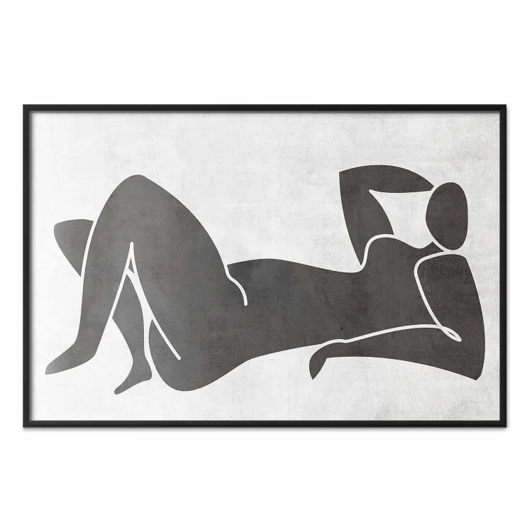 Femme allongée - silhouette en noir et blanc d'une femme style bohème