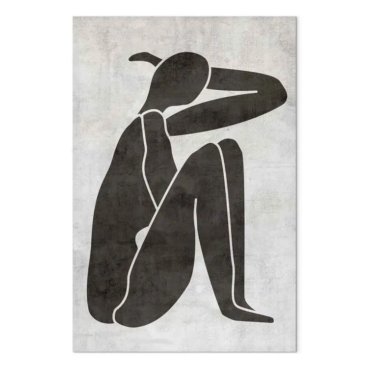 Femme pensive - une oeuvre scandi boho en noir et blanc