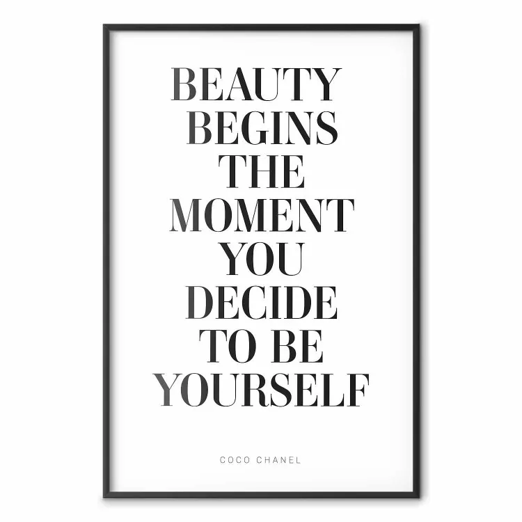 Citation Coco Chanel : Beauty begins the moment... - typographie